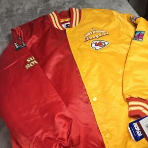 Starter Kansas City Chiefs Super Bowl LIV Champs Satin Jacket XL Red Yellow NFL